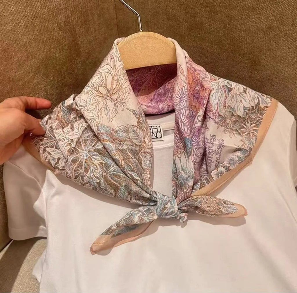 Luxury Silk Square Scarf for Women - 70x70cm Fashionable Headscarf & Bandana