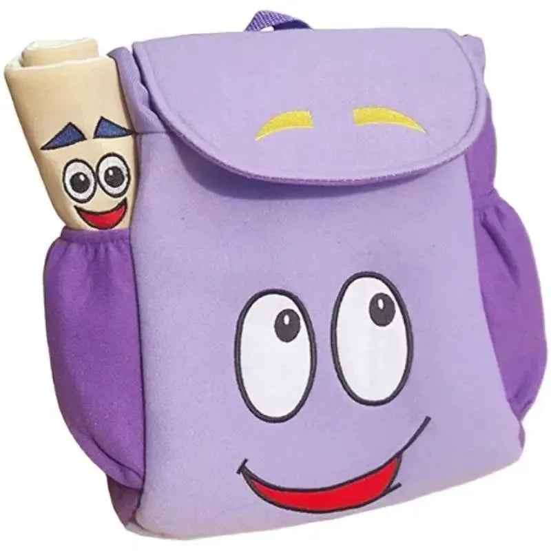 Cartoon Dora The Explorer Backpack with Pencil Case - Kids School Bag Purple Canvas Daypack