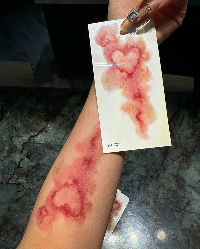 Heart Bruise Fake Tattoo for Women and Men Waterproof Arm Art Scar Blood Stasis Temporary Tattoo Set
