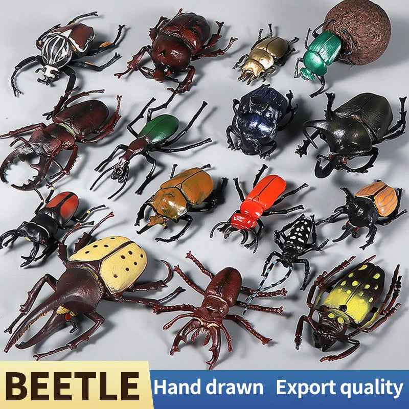 Educational Animal Model Toy - Unicorn Beetle Longhorned Bee Insect Figure for Kids