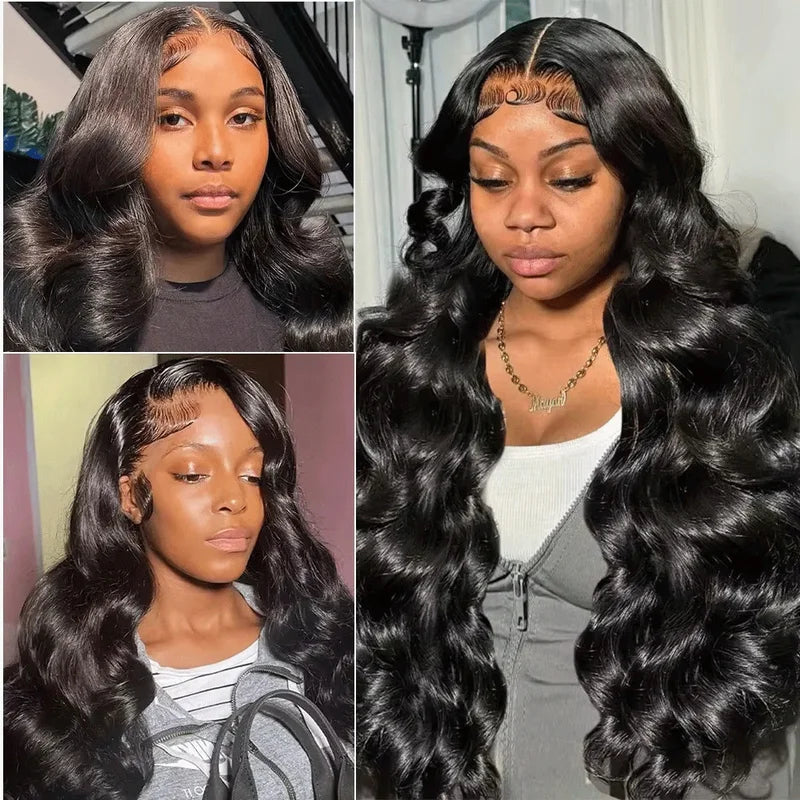 Long Body Wave Human Hair Wig 13x6 HD Transparent Lace Front 40 Inch Pre-Plucked 220 Density