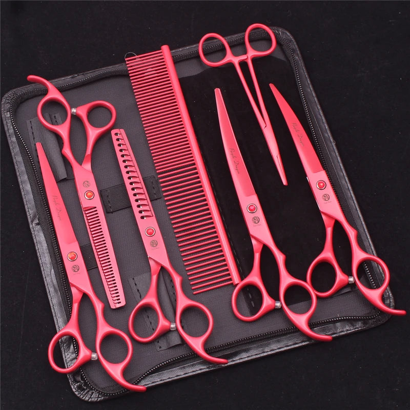 Pet Grooming Scissors Set Japanese Steel 7 Inch Hair Thinning & Cutting Shears