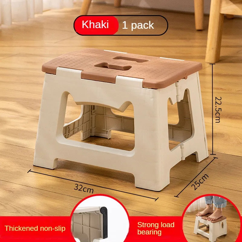 Foldable Portable Stool for Indoor & Outdoor Use - Plastic Folding Chair with Foot Pedal