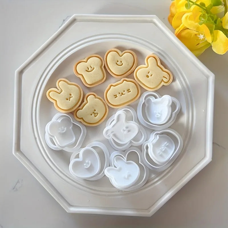 Mini Cartoon Animal Cookie Mold Set for Baking & Fondant - 6 Pcs
