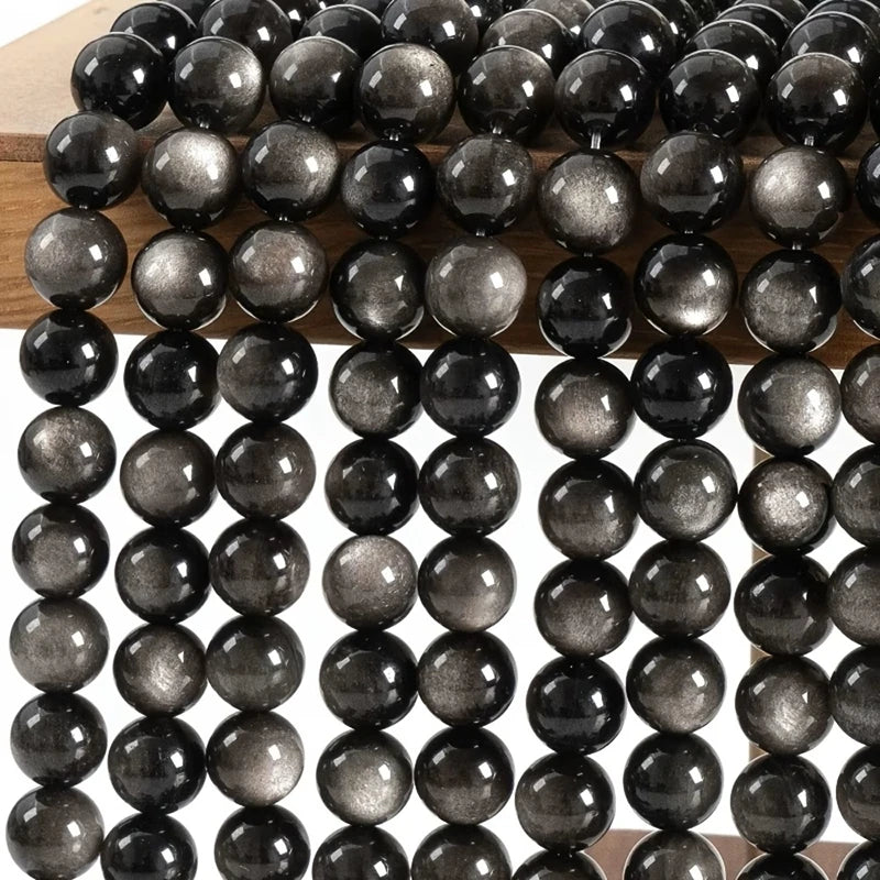Natural Obsidian Beads for Jewelry Making - Round Loose Spacer Stones 4-12mm