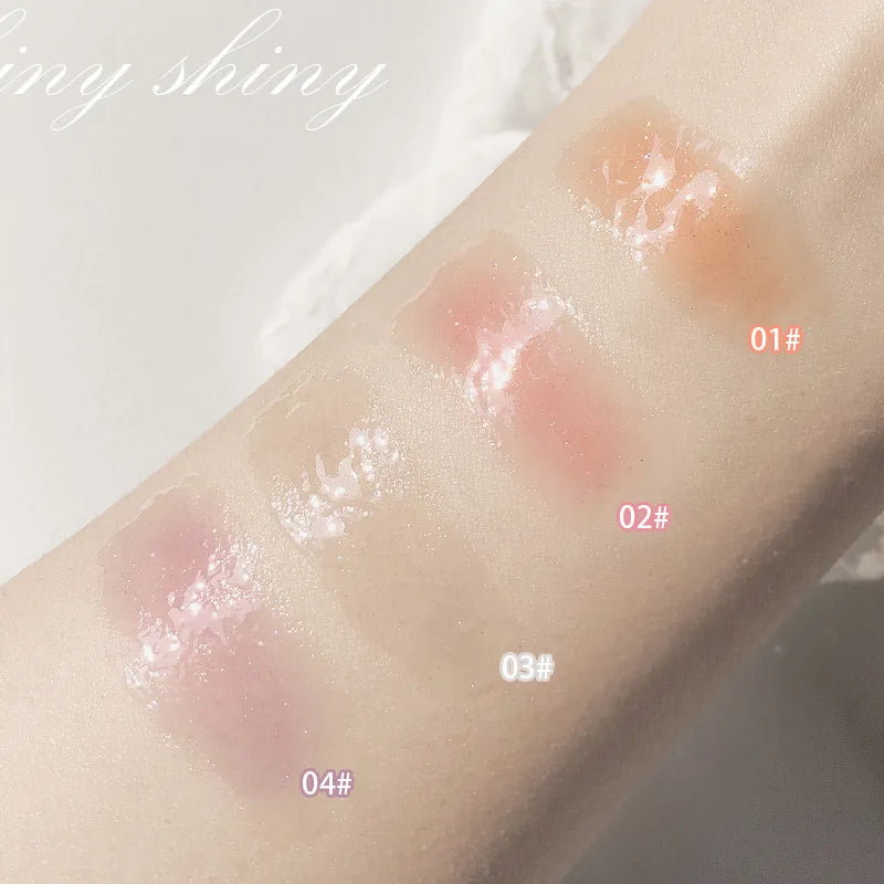 Pearlescent Lip Gloss with Water Reflection Effect - Moisturizing, Plump & Glitter Finish