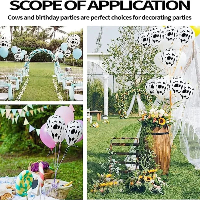 10/20Pcs 12-Inch Milk Cow Print Latex Balloons for Kids Birthday Party Decorations