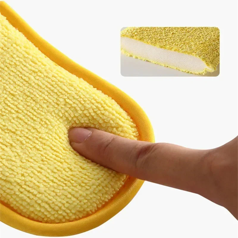 Non-Scratch Microfiber Dish Sponges Set - Kitchen Cleaning Scrub Pads
