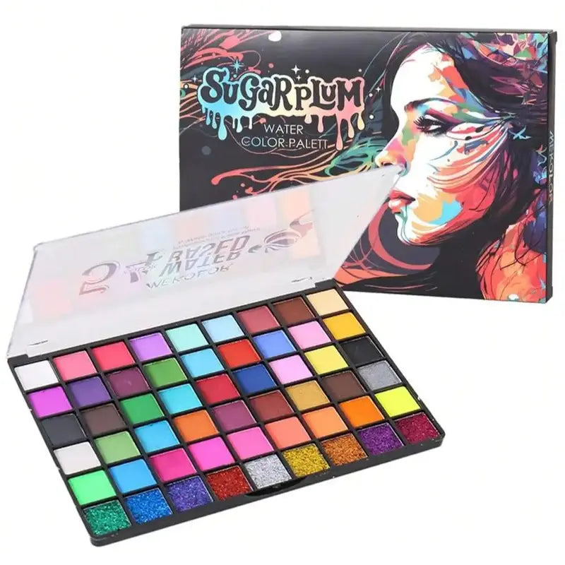 54-Color Face Painting Set with Water-Activated Eyeliner Palette - Professional Makeup Kit