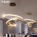 Modern Circular LED Pendant Chandelier for Living & Dining Rooms - Adjustable Brightness