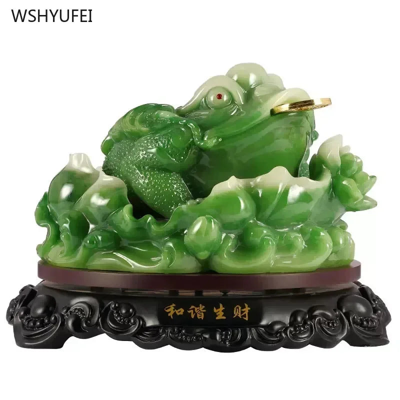Resin Treasure Golden Toad Sculpture Home Decor Wealth Attracting Ornament