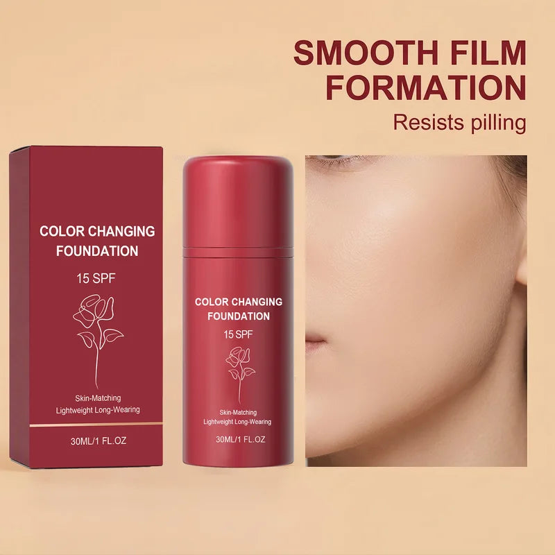 Self-Adjusting Color Changing Liquid Foundation with SPF for Mature Skin — Full Coverage Moisturizer