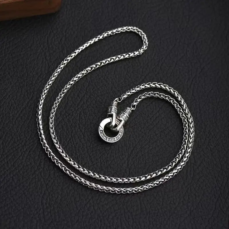925 Sterling Silver Necklace Woven Chain for Men Women Fashion Clavicle Jewelry Gift