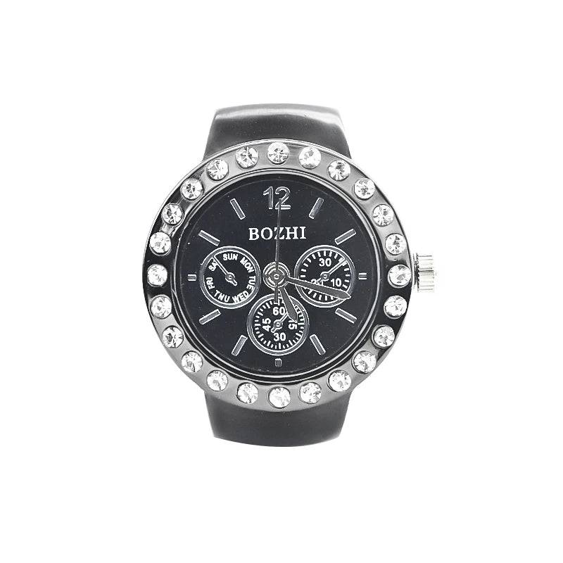 Creative Diamond Ring Watch for Men & Women - Couple Jewelry, Alloy Shell, Round Dial