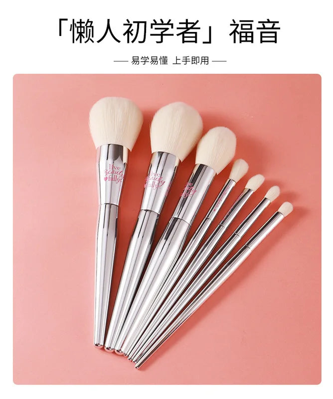 High-Quality Full-Size Makeup Brush Set with Synthetic Hair & Acrylic Handles