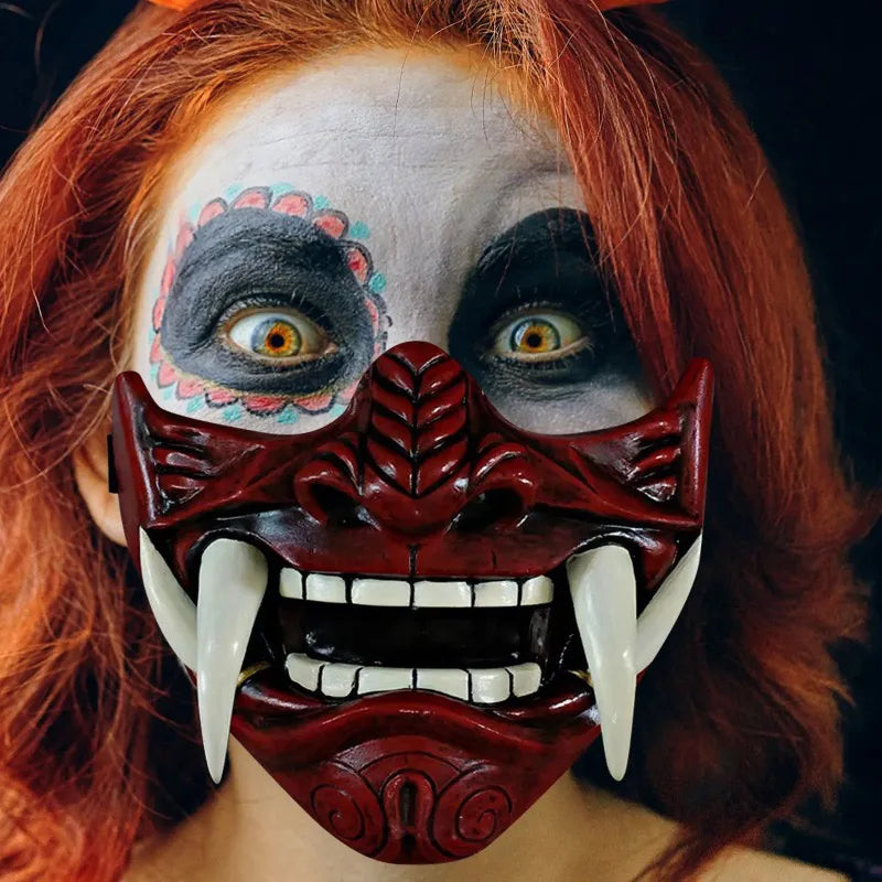 Japanese Samurai Ghost Devil Mask Halloween Role Play Prop Thick Plastic Mask
