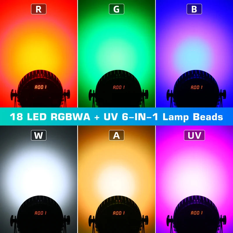 RGBWA+UV 6IN1 Par Light with DMX512 for Disco, Party, Stage Lighting