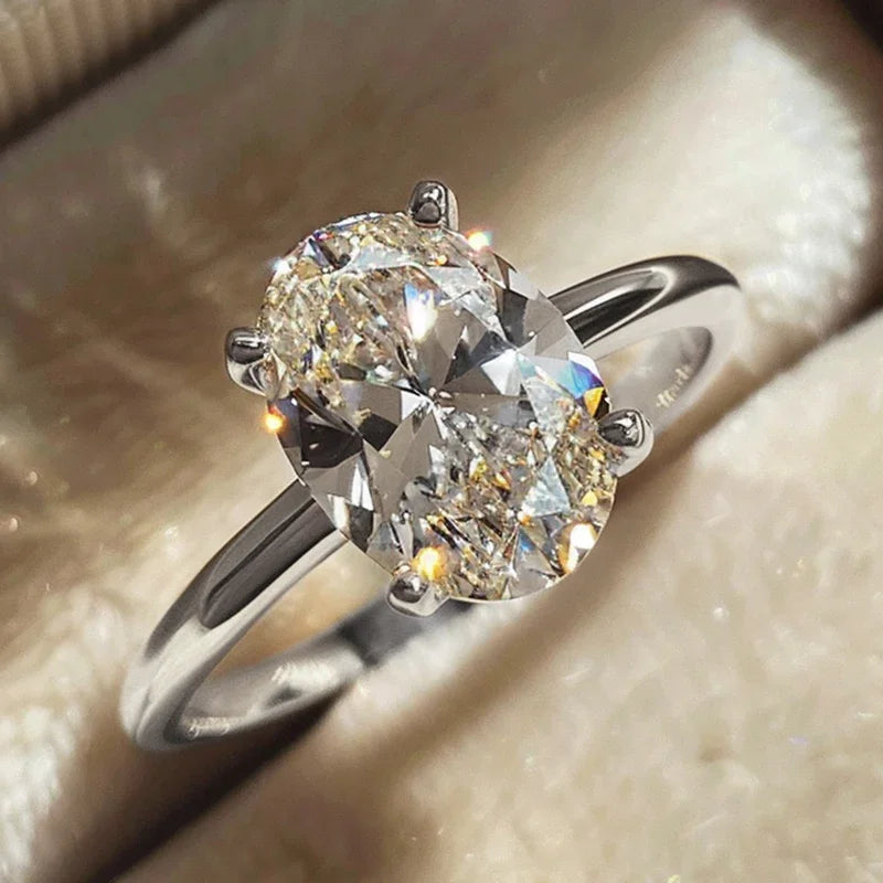 Sterling Silver Zircon Engagement Ring Wedding Band for Women - Fine Jewelry Gift