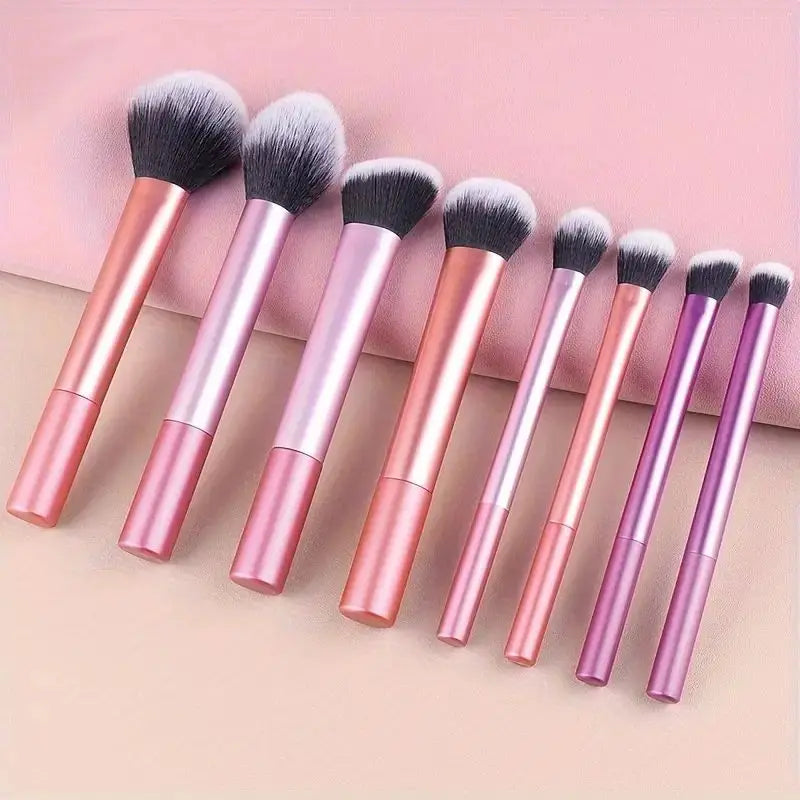 8-Piece Makeup Brush Set - Soft Synthetic Hair, Cruelty-Free, Easy to Clean