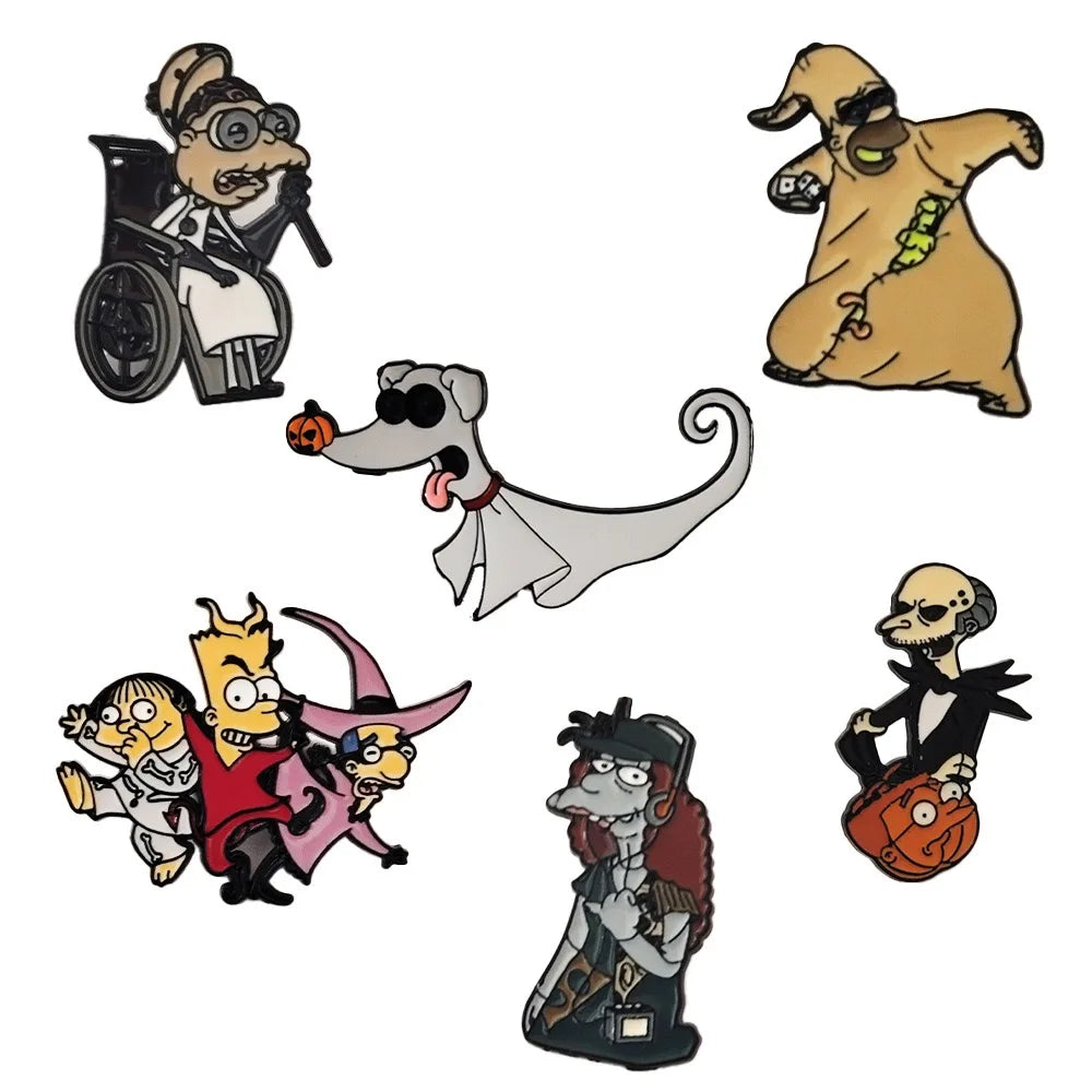 6/12 PCS Cartoon Enamel Pins Set with Homer J Simpson Badge Cute Jewelry Gift