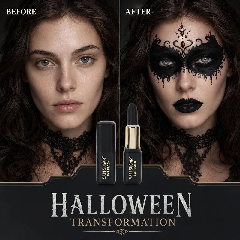 2-Pack Black Face Paint Sticks for Halloween Gothic Cosplay - Matte Finish, SFX Makeup