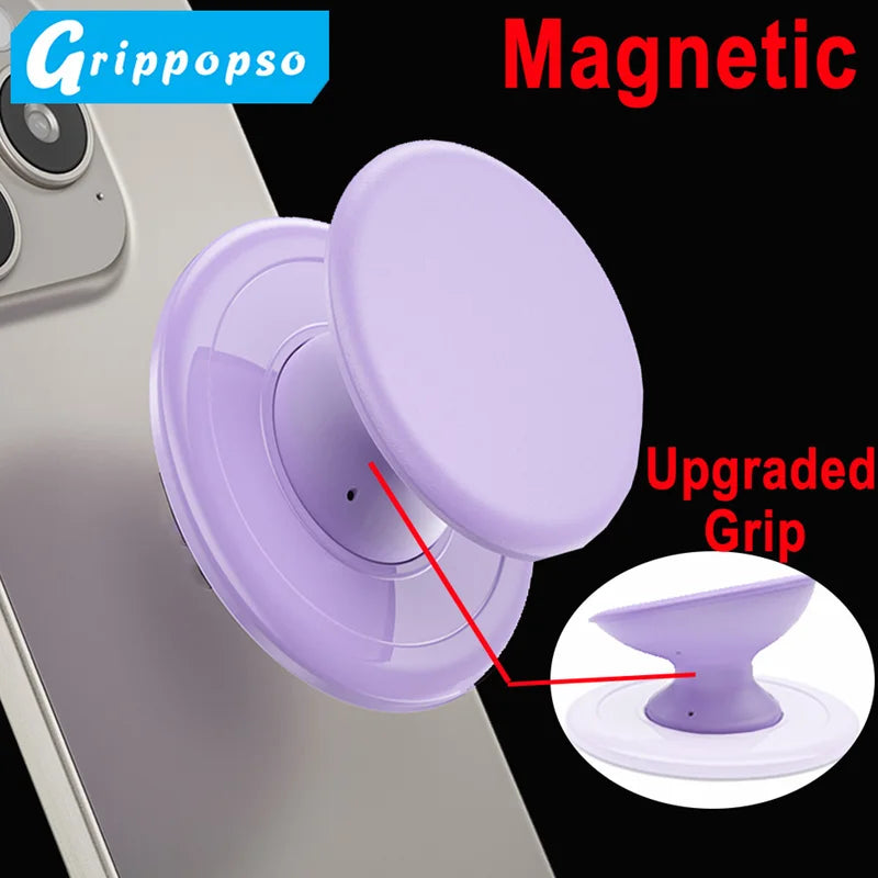 Universal Magnetic Phone Grip Holder with Silicone Finger Stand for iPhone & Smartphones