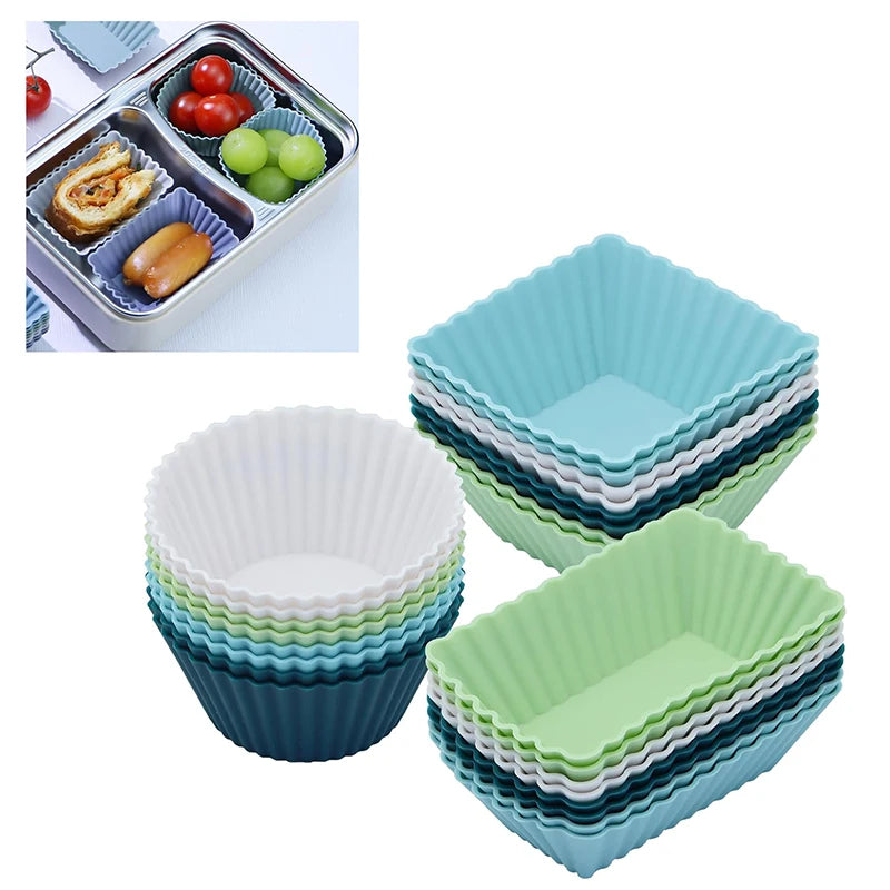 Reusable Silicone Cupcake & Muffin Liners Set - Non-Stick Baking Molds, 12 Pcs