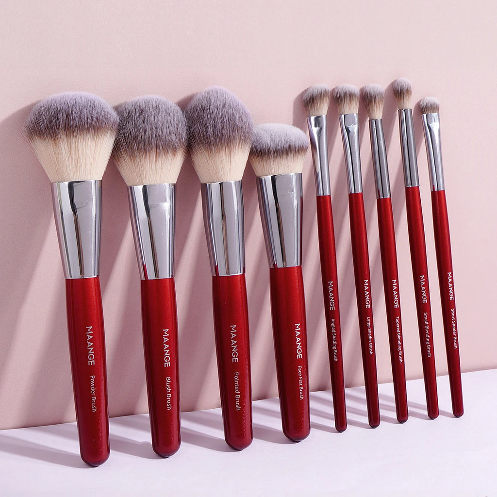 9-Piece Makeup Brush Set with Synthetic Bristles for Foundation, Eyeshadow & Concealer