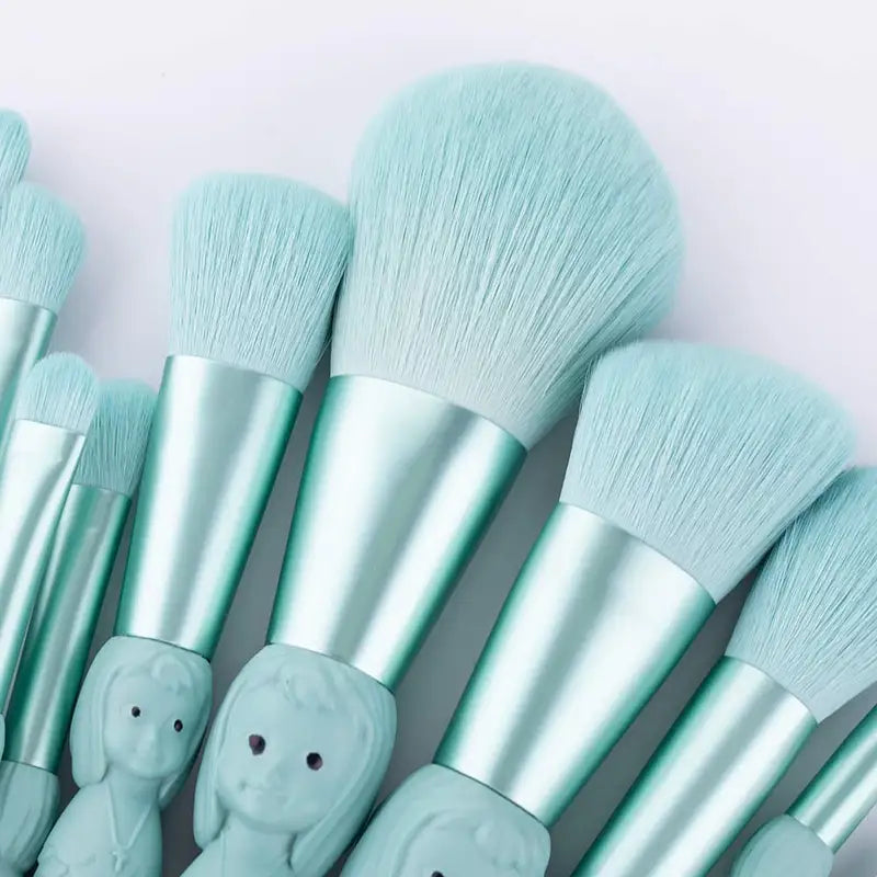 10-Piece Mermaid Makeup Brush Set - Powder, Blush, Eye Shadow & Lip Tools