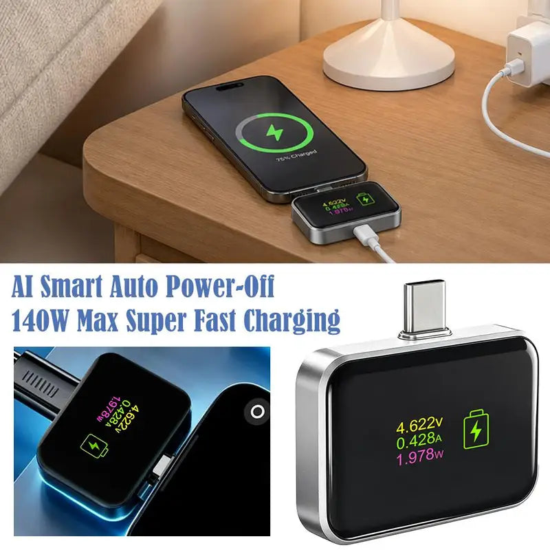 Smart Auto Power-Off Phone Charger 140W Fast Charging Adapter Digital Display