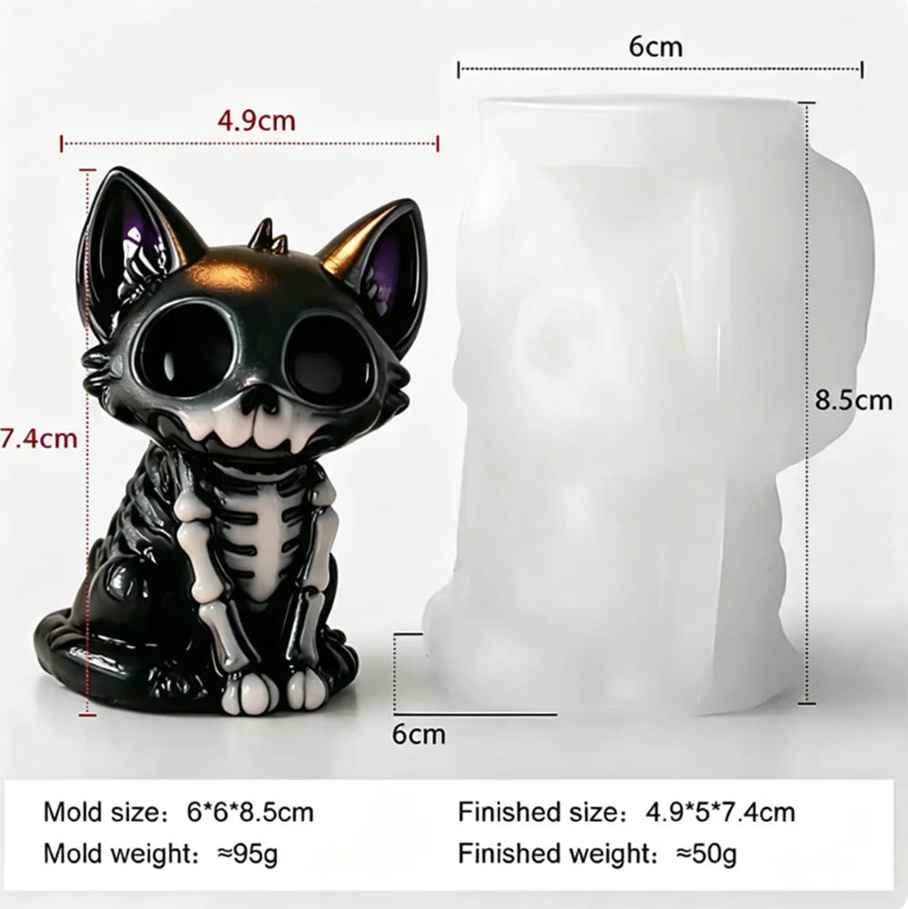 3D Halloween Dog Skeleton Candle Mold DIY Candle Soap Resin Plaster Home Decoration Gift
