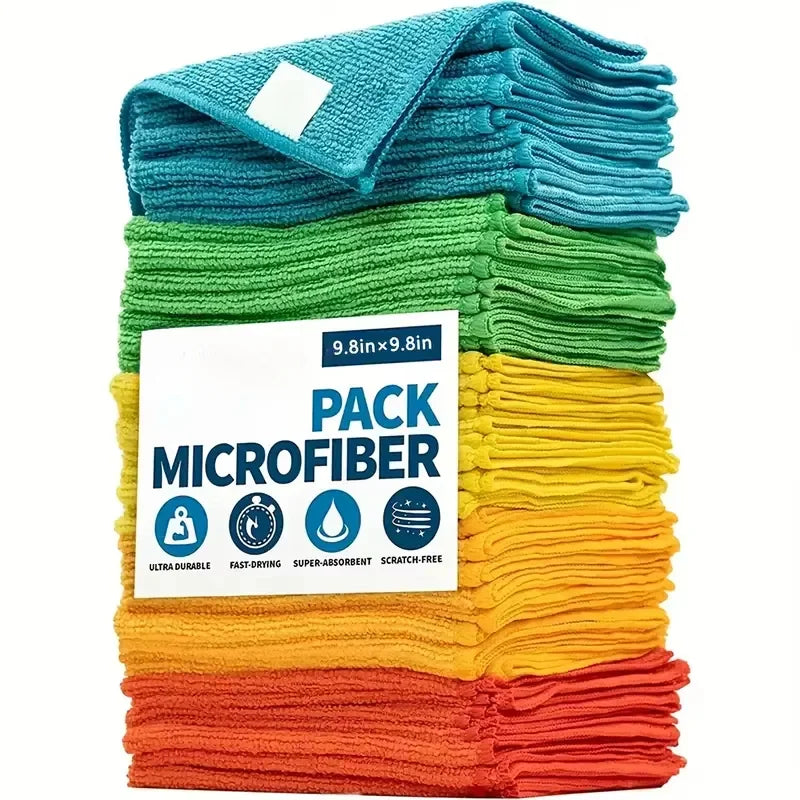 Microfiber Cleaning Cloths Set - Durable Absorbent Dish and Household Towels
