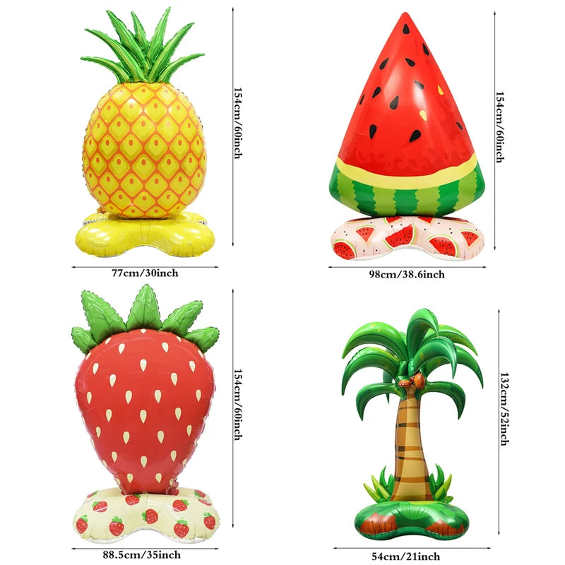 Hawaiian Tropical Party Decorations Set - Giant Foil Balloons, Coconut, Pineapple, Aloha Banner, Summer Pool Beach Supplies