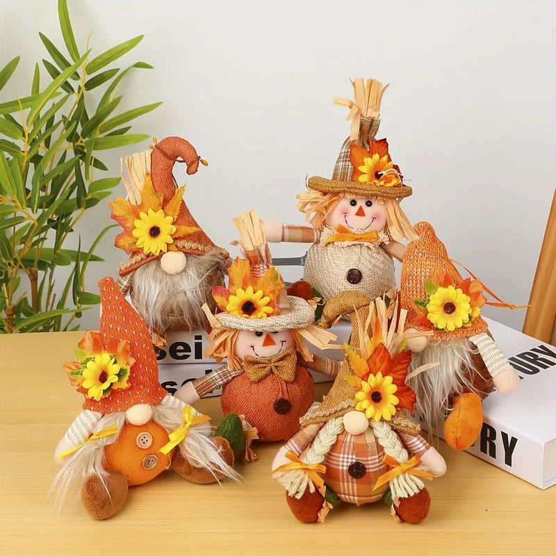 Rustic Fall Harvest Scarecrow Wall Decor with Plaid & Sunflower Accents