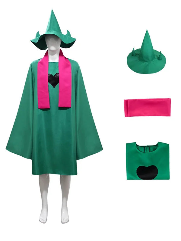 Undertale Ralsei Cosplay Hoodie Cape Costume with Hat and Scarf - Halloween Outfit