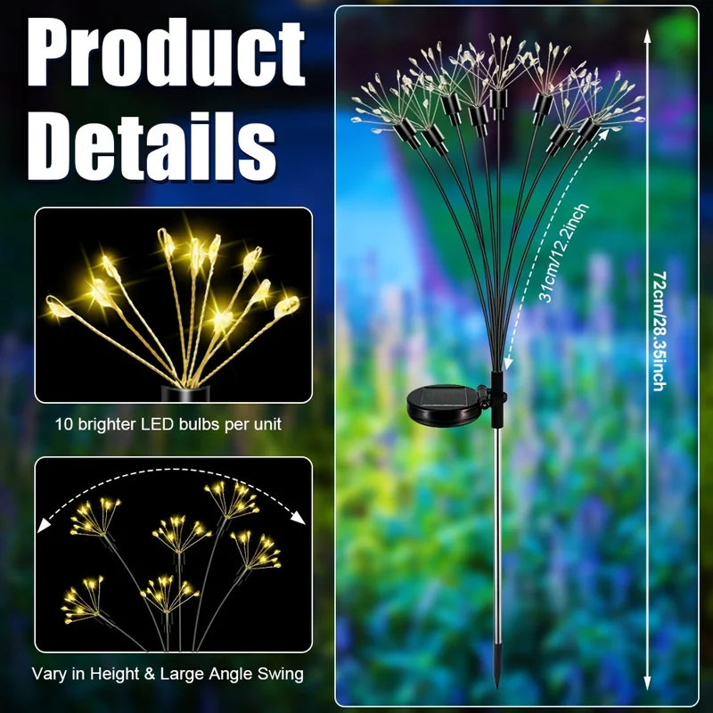 Outdoor Solar Firework String Lights Waterproof IP65 for Garden Patio Yard