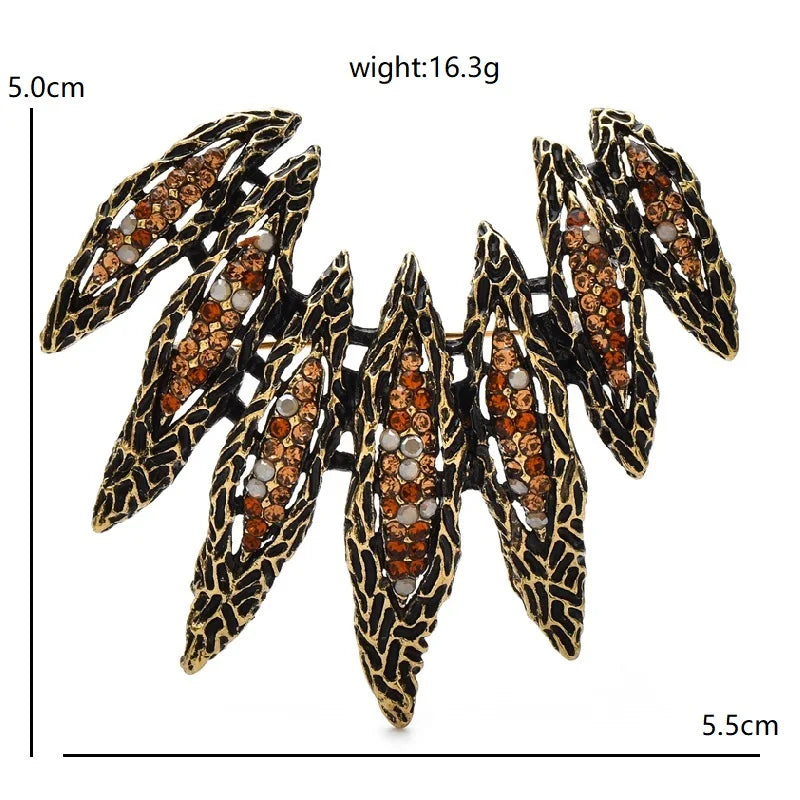 Vintage Rhinestone Wings Brooch Pins for Women | Geometric Metal Jewelry