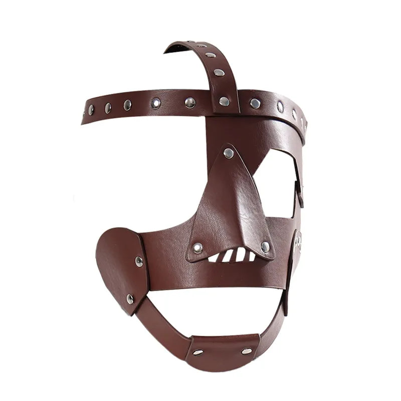 Vintage Claret Leather Mask Medieval Renaissance Costume Mask for Halloween Cosplay
