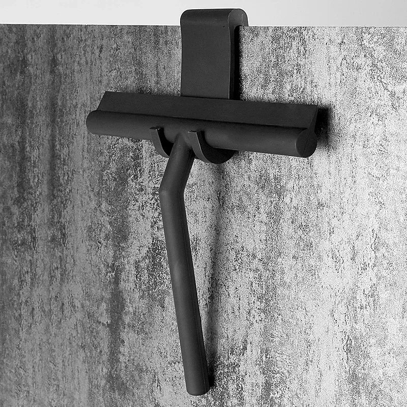 Bathroom Glass Wiper Silicone Scraper with Long Handle for Shower & Mirror Cleaning