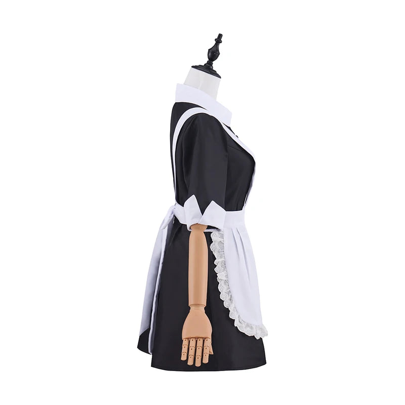 Magenta Rocky Horror Costume Maid Dress with Apron for Halloween Party Disguise