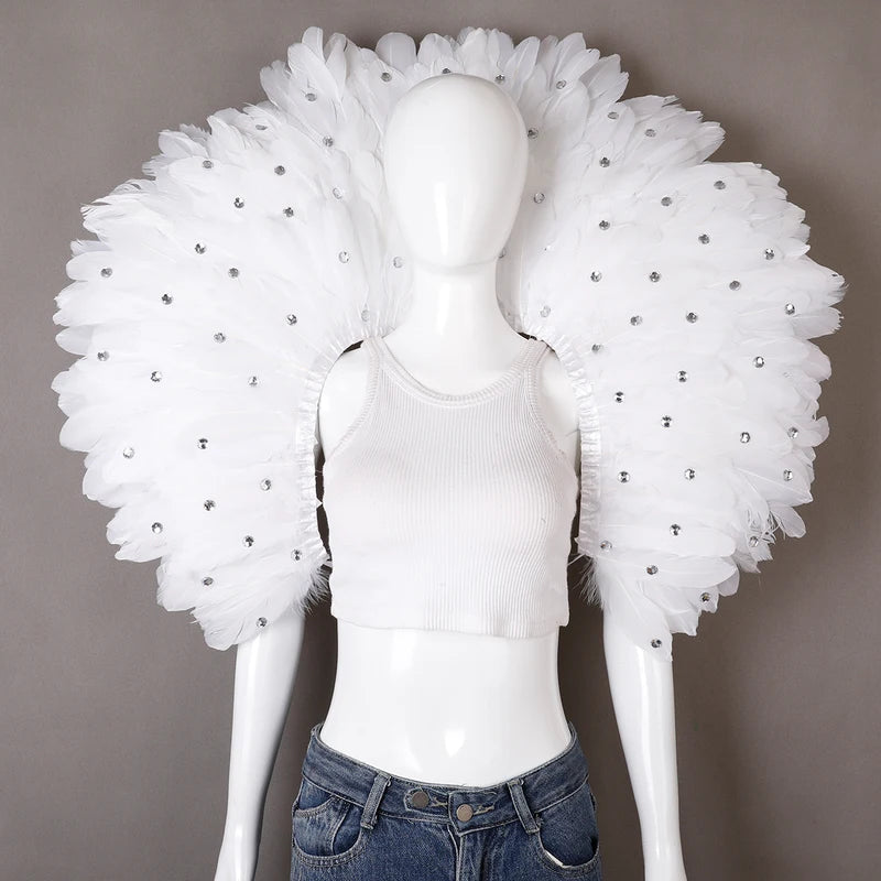 Elegant Women's Feather Shawl for Halloween Masquerade Party Cosplay Accessories