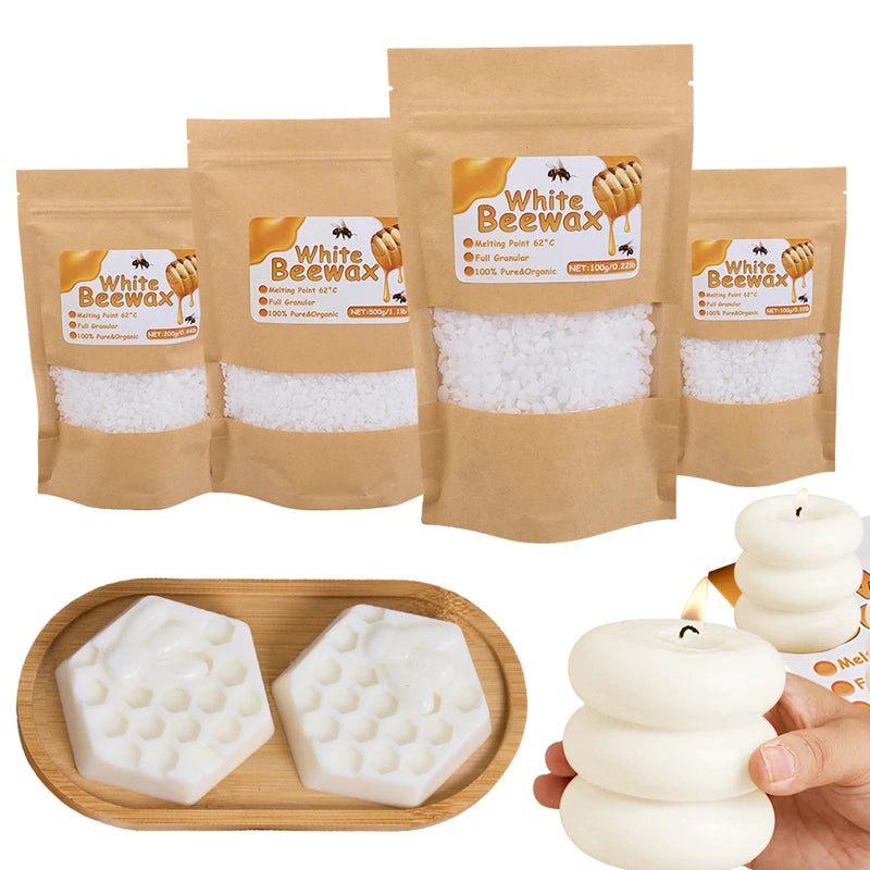 Natural Beeswax Granules for Candle Making - Pure, Scented, Smokeless Craft Material