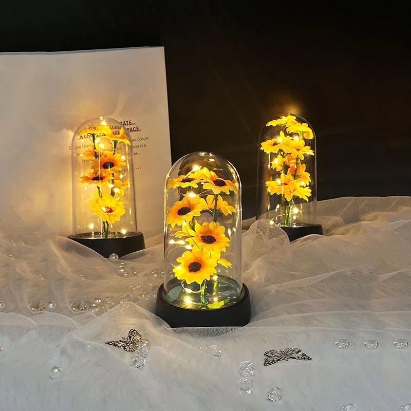 Sunflower Gift Set - Small Plastic Eternal Flower for Mother's Day, Birthdays, Valentine's Day