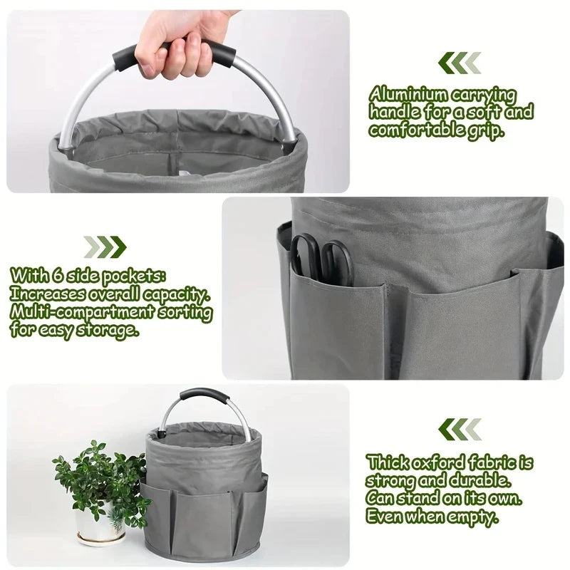Large Folding Storage Basket with Handle - Picnic, Outdoor & Cleaning Caddy
