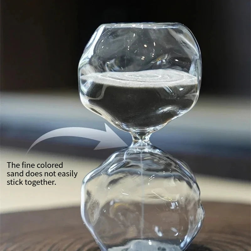 Irregular Glass Hourglass Timer 30 Min Sand Clock for Kids Home Decor