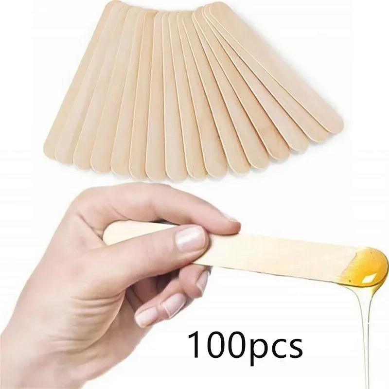 Disposable Wax Applicator Sticks 100PCS for Hair Removal & Eyebrow Waxing