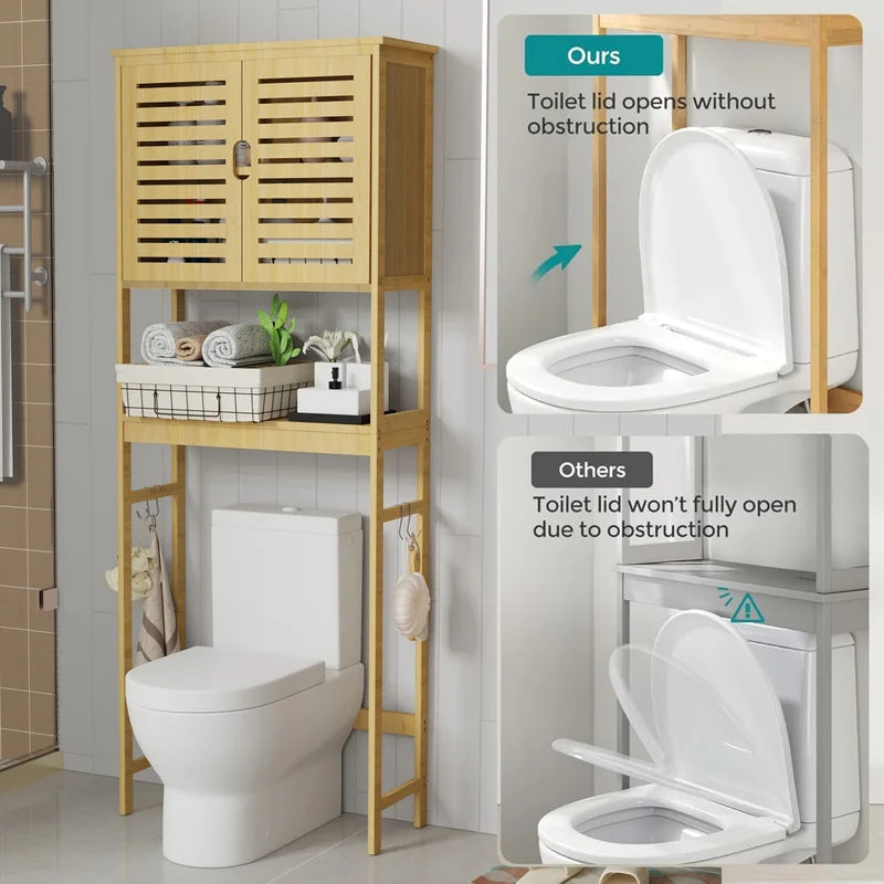 Natural Bamboo Over-the-Toilet Storage Rack 3-Tier Bathroom Organizer Space Saver