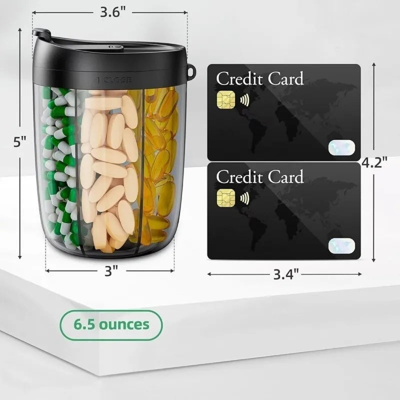 6 Compartments Plastic Pill Dispenser with Wide Opening BPA-Free Storage Box