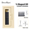 V-Shaped 6D False Eyelash Extensions Matte Black 12 Rows for Natural Volume