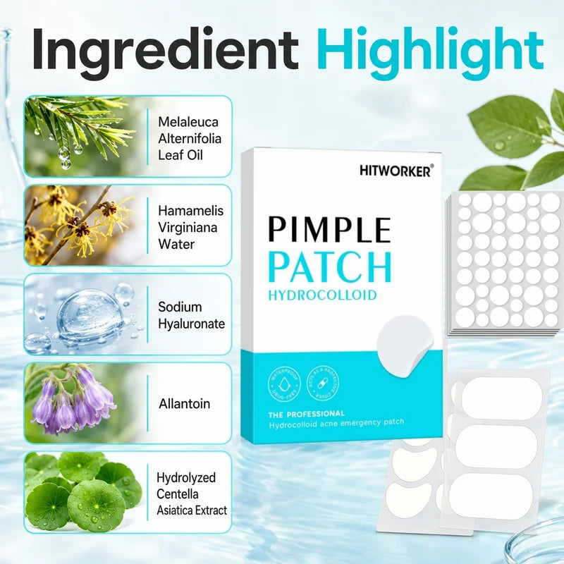 Hydrocolloid Face Patch Set with Hydrating Sodium Hyaluronate and Tea Tree Oil - 443pcs
